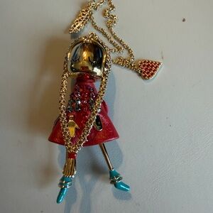 Swarovski Polly Doll Pendant Necklace with Red Dress